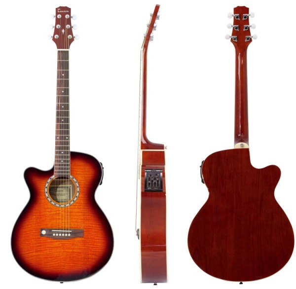 Tenson 4/4 Elektro-Akustik Westerngitarre in violinburst mit Fichtendecke GA-10CE für Linkshänder