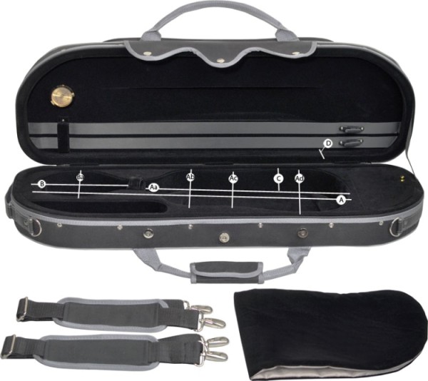 Steinbach 4/4 Geigenkoffer abgerundetes Modell schwarz mit Rucksackgarnitur
