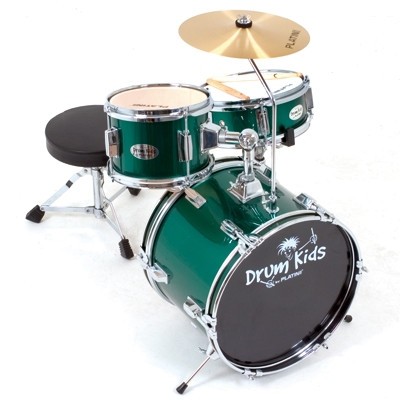 PLATIN Kinderschlagzeug DrumKids 3-teiliges 14 Zoll Junior- Schlagzeugset mit Becken, Hocker und Sti