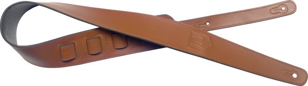 J. N. JN-ST LEA BRW Braun gepolsterter Leder Gitarrengurt mit geprägtem Logo
