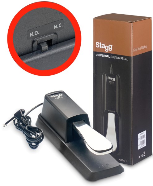 Stagg SUSPED 10 Sustain Pedal E-Piano Keyboard Polaritätsschalter