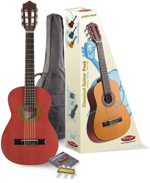 Stagg C505TR 1/4 Klassikgitarren-Set in rot mit Fichtendecke