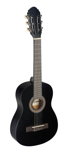 Stagg C405 M BLK 1/4 Kindergitarre Konzertgitarre schwarz matt klassische Gitarre mit Lindendecke