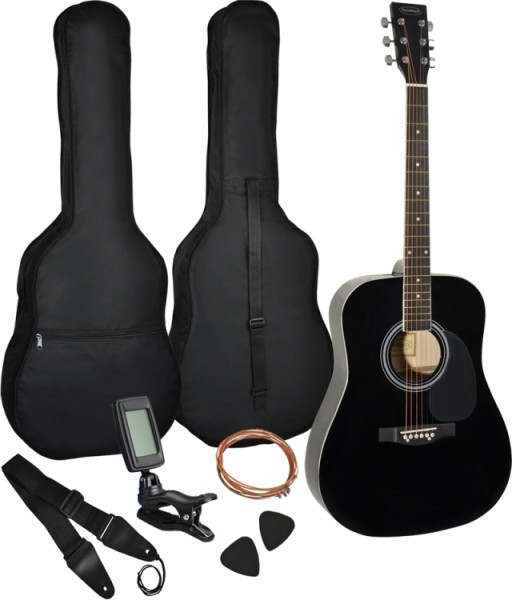 Steinbach 4/4 Westerngitarre Dreadnought mit Lindendecke schwarz im Set