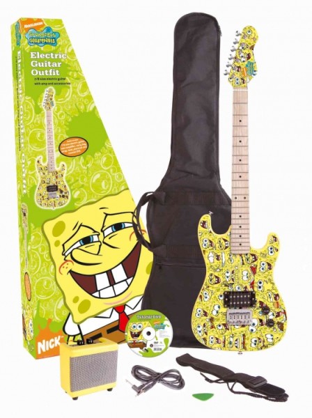 SPONGEBOB 7/8 E-Gitarre mit Verstärker und Zubehör