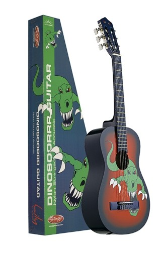 Stagg LC12-DINO Klassik-Gitarre für Kinder, 1/2 Kindergitarre mit Dinosaurierbild