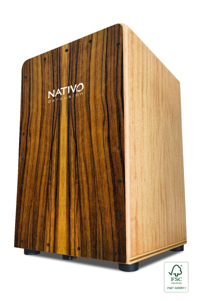Nativo Cajon INIC-BROWN, INICIA Serie, Standardgröße, hohe Qualität, Cajon aus Eiche mit Frontplatte