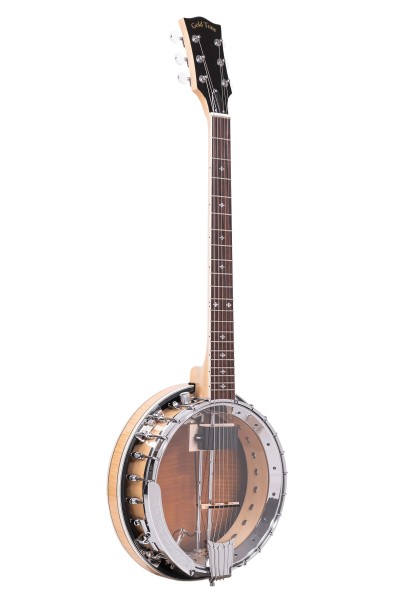 Gold Tone GT-750 Deluxe Banjitar, 6-Saiter Gitarrenhals mit Banjokorpus, mit Glockenbronze-Tonring u