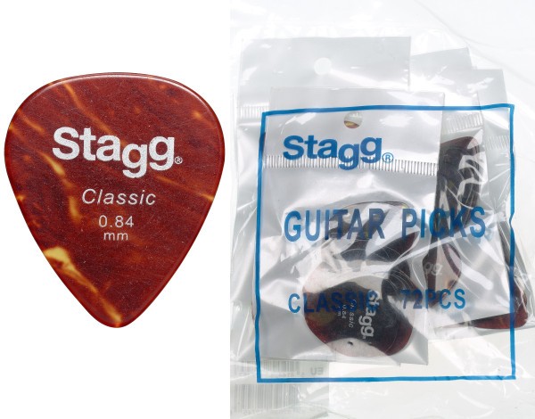 Stagg CSR84 .84 mm Klassik Standard Nachfüllsack 72 Plektren - Schildplatt