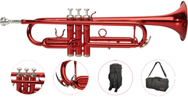 Steinbach Bb- Trompete in Rot mit Neusilber Ventilen - Bestangebot