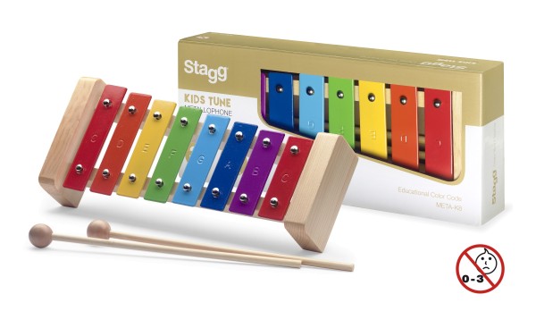 Metallophon mit 8 farb-kodierten Klangplatten