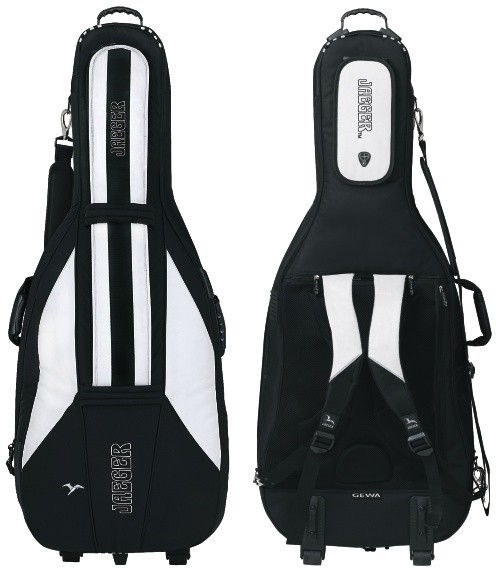 Jaeger 4/4 Basssack Basstasche 30mm mit Laufrollen und Rucksackgurten schwarz/anthrazit