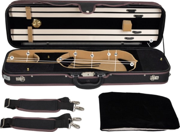 Steinbach 4/4 Geigenkoffer Rechteckmodell schwarz beige mit Rucksackriemen