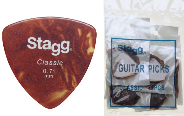 Stagg CER71 .71 mm Klassik Elliptic Nachfüllsack 72 Plektren - Schildplatt