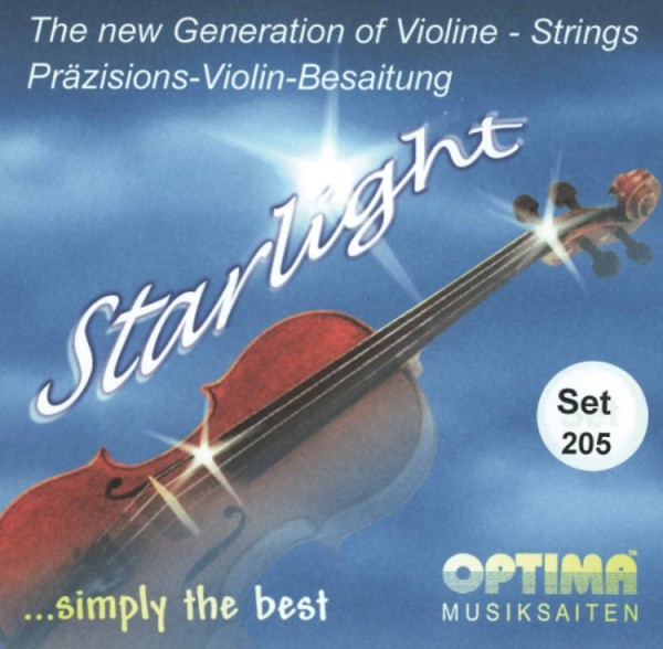 Optima Starlight Saitensatz 4/4 Geige/Violine E-Saite Präzisionsstahl mittel