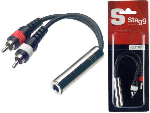 Stagg YC-0,1/1PF2CH 1x Weibliche monoklinke/2x Mannliche Cinch-stecker adapter kabel im blister