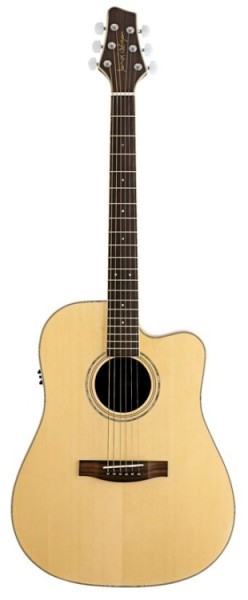 Stagg NA72CBB Elektro-Akustische Dreadnought Gitarre mit massiver A-Klasse Fichtendecke