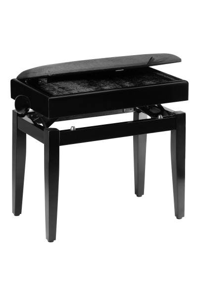 Stagg Klavierbank mit Notenfach in Schwarz matt mit schwarzem Stoffbezug
