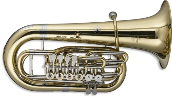 Stagg 77-TU RF F Tuba 6 Drehventile im Koffer auf Rollen