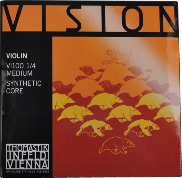 Thomastik VI100 Vision Saitensatz 1/4 Geige/Violine Nylonkern E-Saite Stahl verzinnt mittel