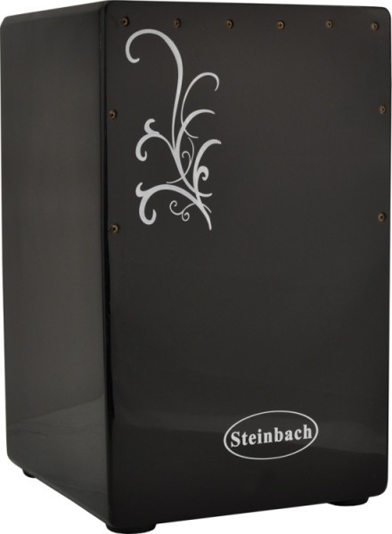 Steinbach Cajon schwarz poliert mit weissem Ornament inkl. Tasche