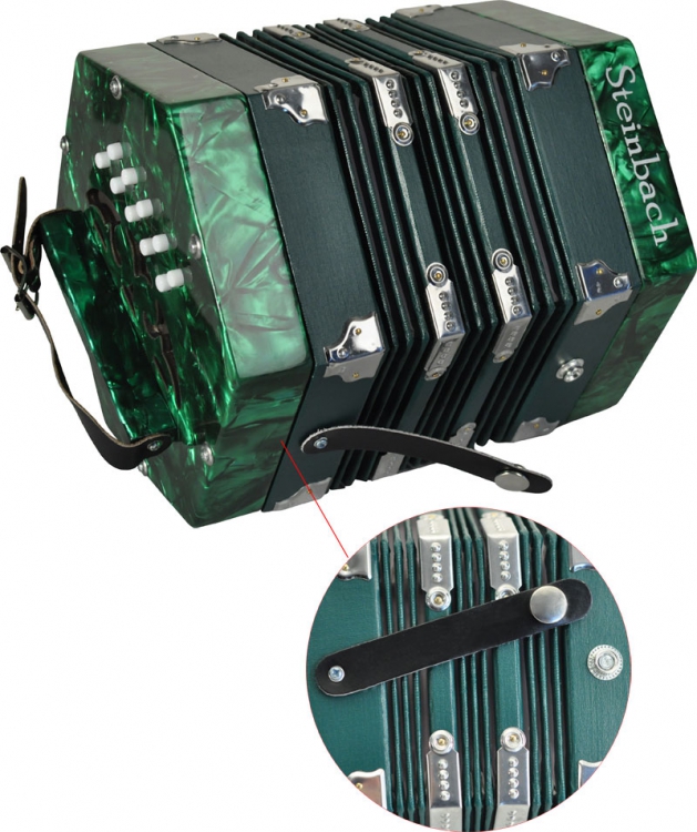 Steinbach Concertina in grün 2 x 10 Diskantknöpfe (20 Diatonische Töne