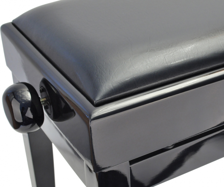 PB39 BKP SBK Hochglanz Schwarz Klavierbank mit Kunstleder Sitzfläche in Schwarz